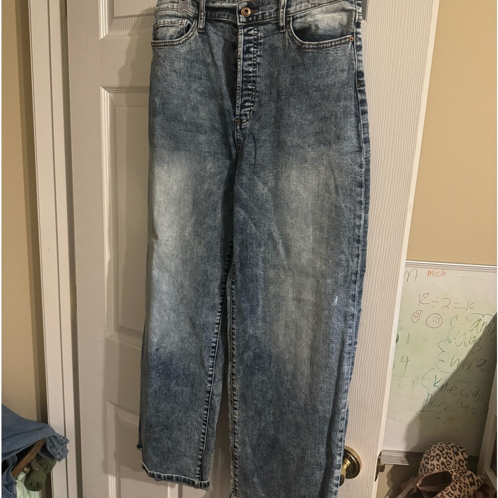 Sneak peek wide leg Boutique jeans  -acid washed , button-fly -Size 13 29”inseam